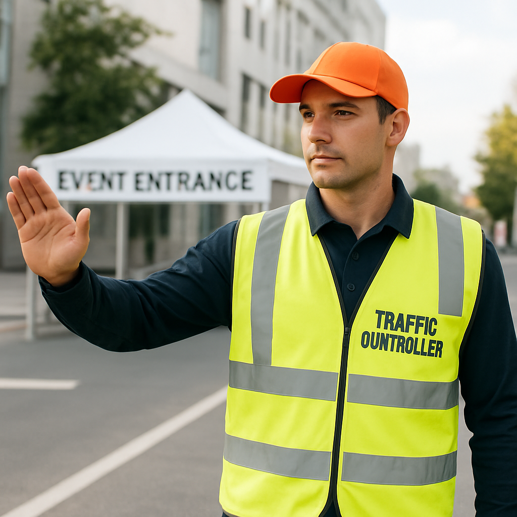 Verkeersregelaar van Delta Services aan het werk